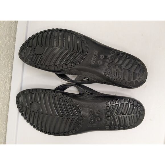 Crocs Kadee II Black Flip Flop Thong Sandals Shoes 202492-001 Womens size 9 - Picture 7 of 8